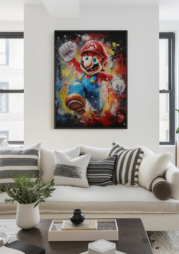 Super Mario Colorful Pop Art Paint Splashes Vivid Painting