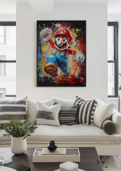 Super Mario Colorful Pop Art Paint Splashes Vivid Painting