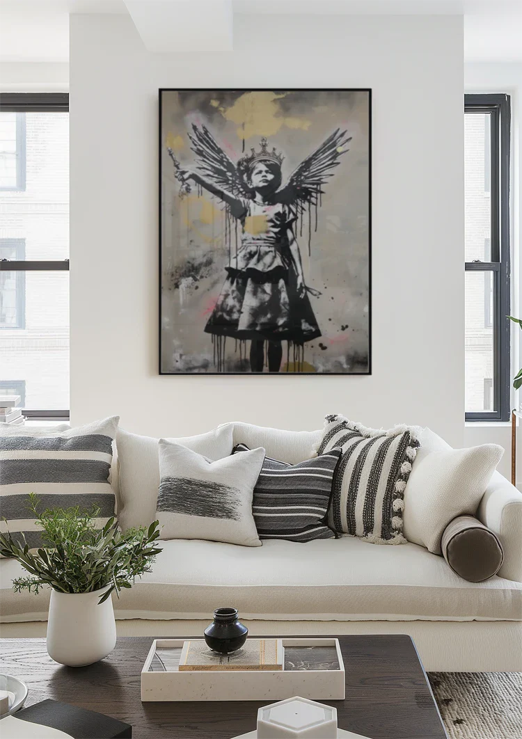 Meisje met Vleugels Kroon en Zwaard Schilderij