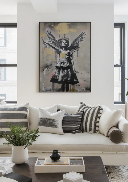 Meisje met Vleugels Kroon en Zwaard Schilderij