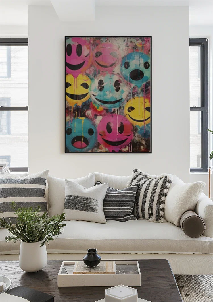 Colorful Graffiti Smiley Faces Painting