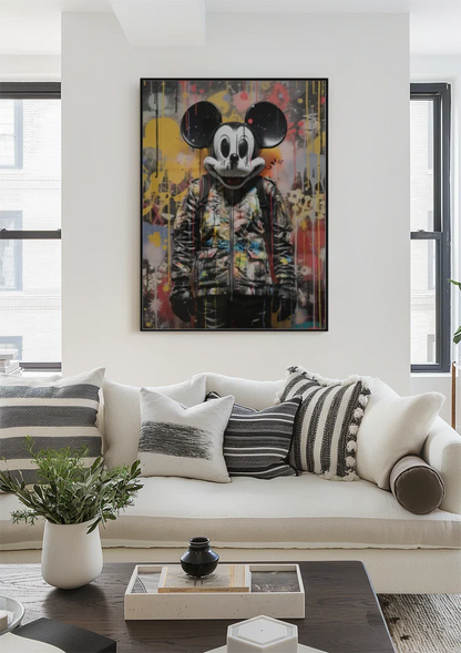 Grunge Cartoon Maus Straßenkunst Bunte Farbspritzer Malerei