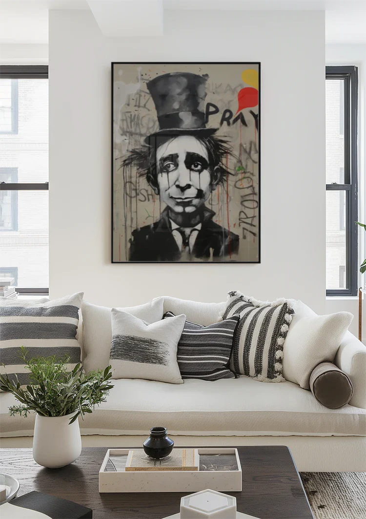 Melancholy Man with Top Hat Street Art Painting