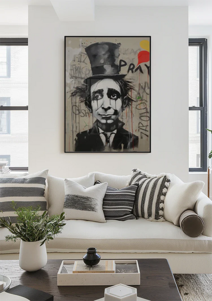 Melancholy Man with Top Hat Street Art Painting