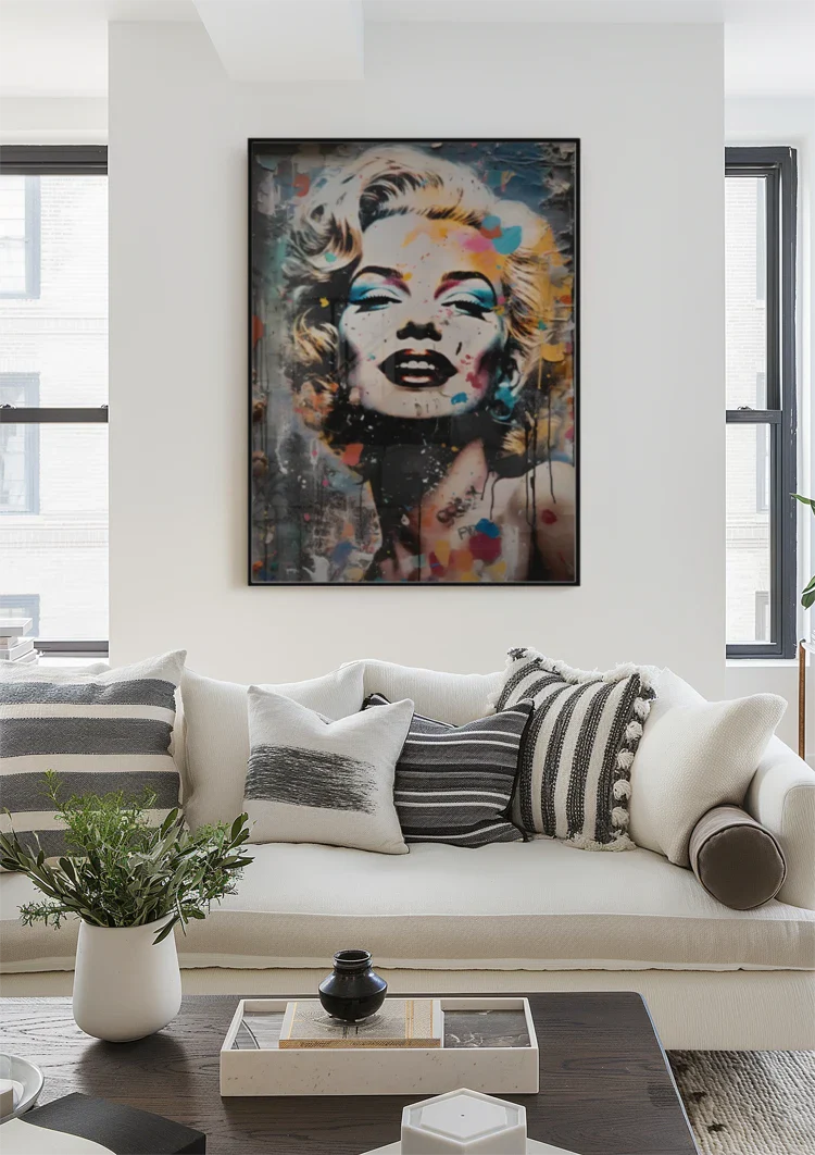 Marilyn Monroe Portrait with Colorful Paint Accents Painting