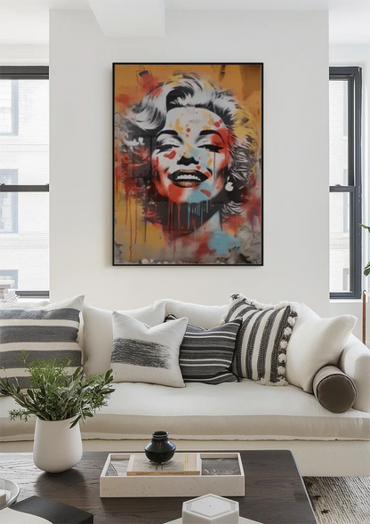 Marilyn Monroe Graffiti Portrait Orange Red Painting