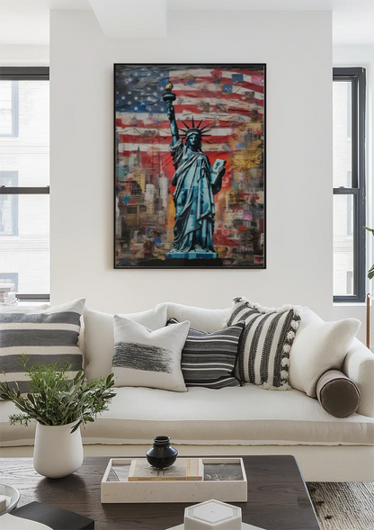 Statue of Liberty New York American Flag Pop Art Painting