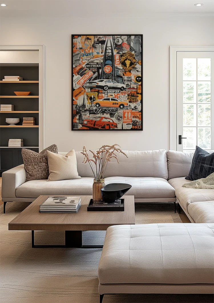 Urban Collage Taxi Car Pop Art Retro Painting