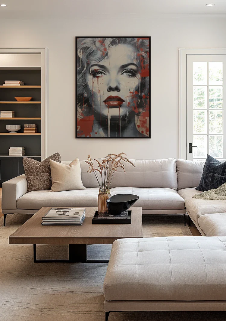 Frauenporträt Rote Lippen Graffiti Street Art Gemälde