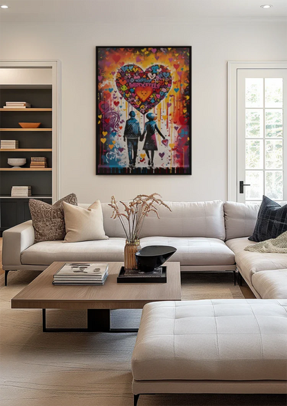 Set Colorful Hearts Graffiti Street Love Pop Art Painting