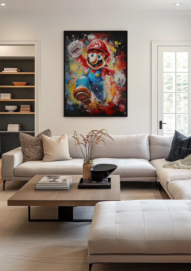 Super Mario Colorful Pop Art Paint Splashes Vivid Painting