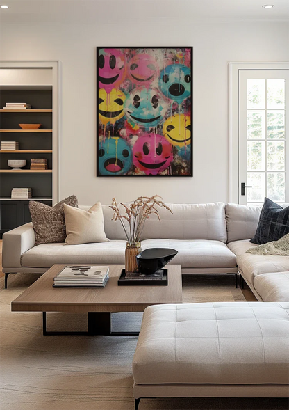 Colorful Graffiti Smiley Faces Painting