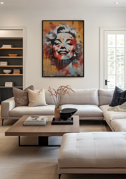 Marilyn Monroe Graffiti Portrait Orange Red Painting