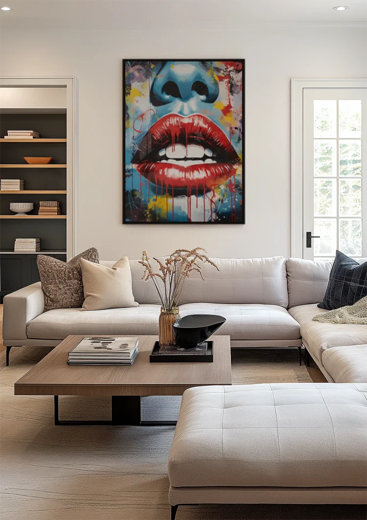 Close-up Red Lips Expressive Pop-Art Painting