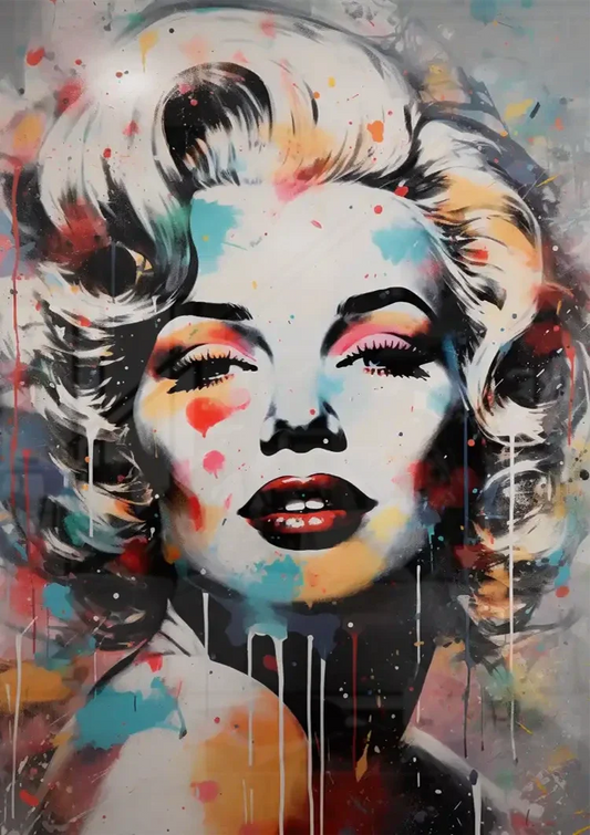 Marilyn Monroe canvas schilderij aan de muur boven het bed in de slaapkamer
