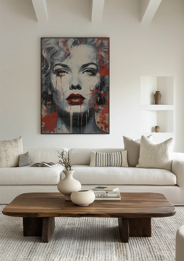 Frauenporträt Rote Lippen Graffiti Street Art Gemälde
