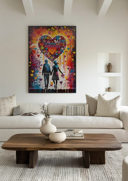 Set Colorful Hearts Graffiti Street Love Pop Art Painting