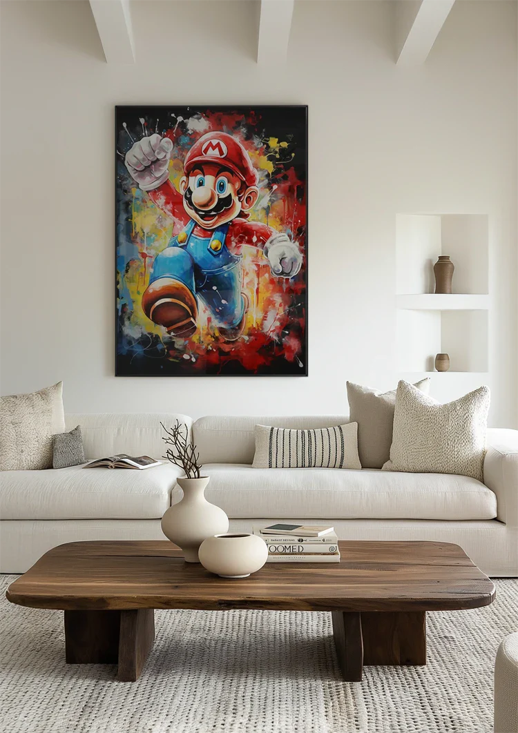 Super Mario Colorful Pop Art Paint Splashes Vivid Painting