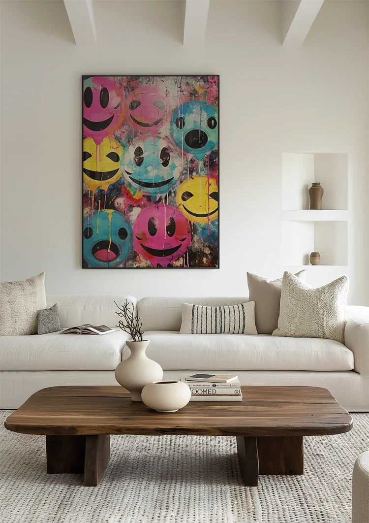 Colorful Graffiti Smiley Faces Painting