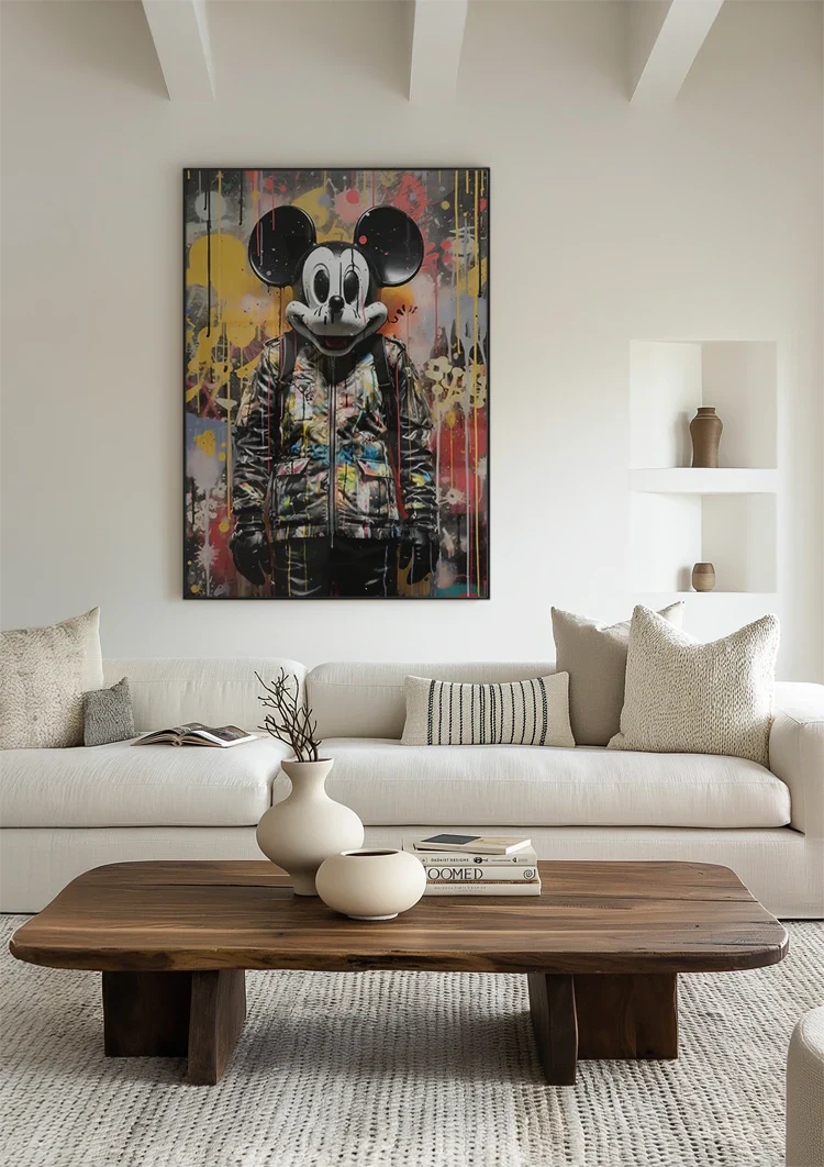 Grunge Cartoon Maus Straßenkunst Bunte Farbspritzer Malerei