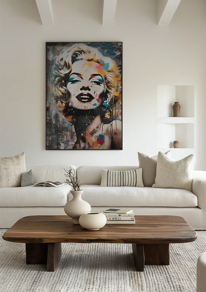Marilyn Monroe Portrait with Colorful Paint Accents Painting