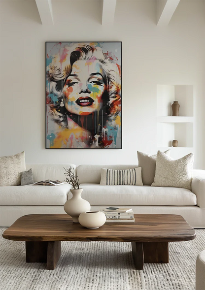 Marilyn Monroe Portrait with Paint Splatters Pop-Art Painting
