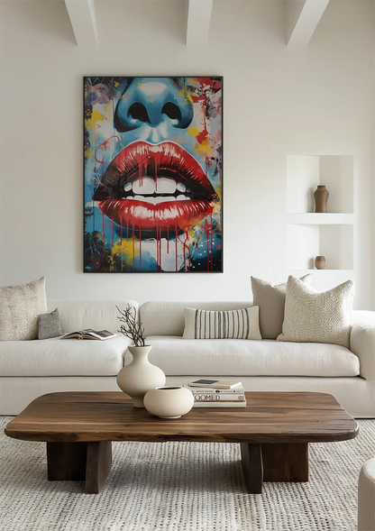 Close-up Red Lips Expressive Pop-Art Painting