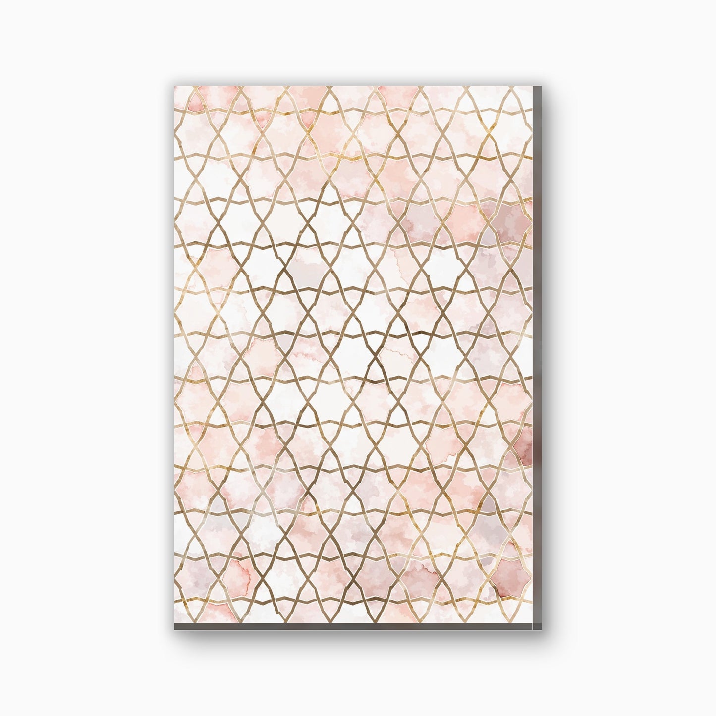 Roze geometrisch patroon canvas schilderij in roze en goud