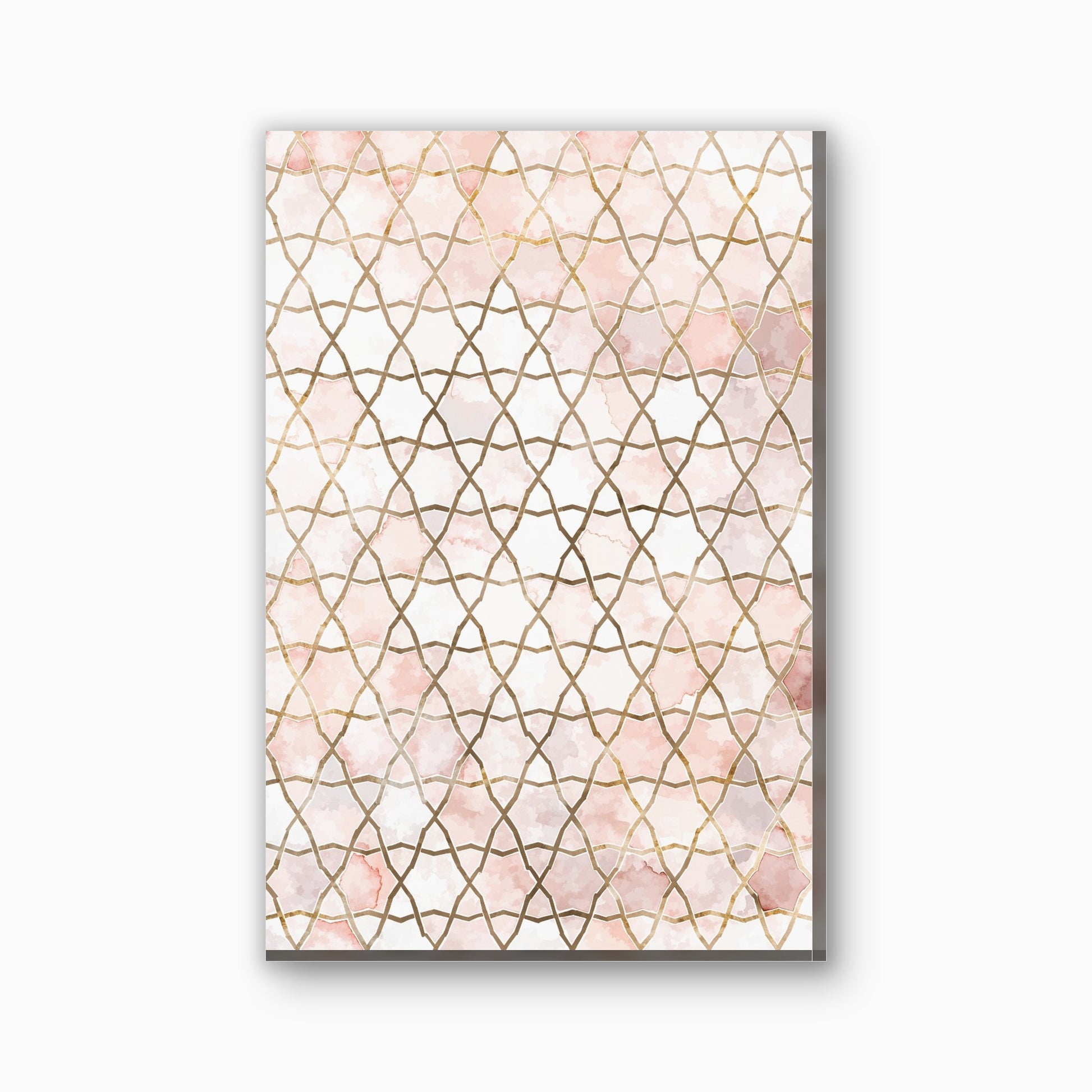 Roze geometrisch patroon canvas schilderij in roze en goud