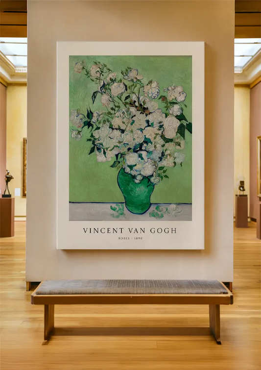 Witte rozen canvas schilderij aan de muur in de hal