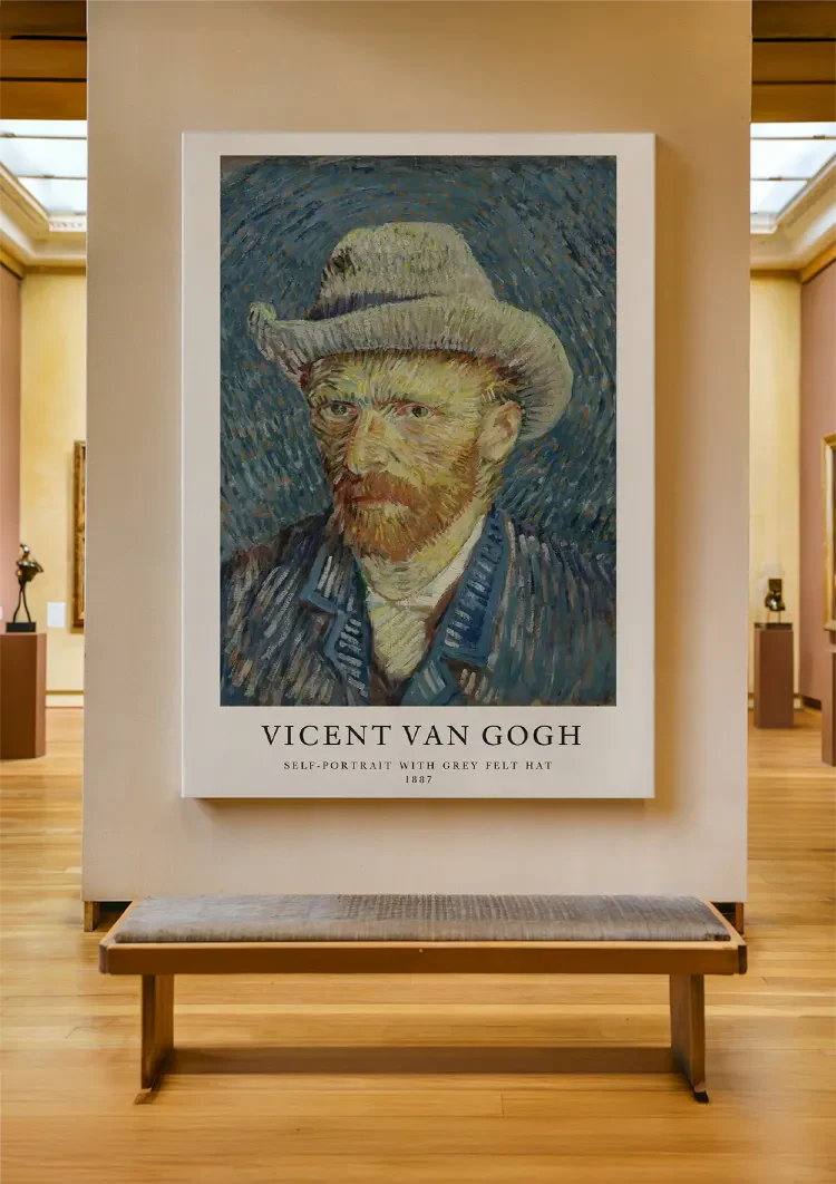 Van Gogh Zelfportret Grijze Vilten Hoed 1887 Schilderij