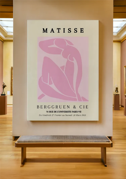 Matisse Roze Abstracte Vrouwfiguur canvas schilderij als blikvanger aan de muur in de hal
