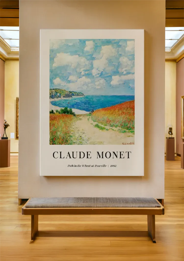 Claude Monet Pad door het Tarweveld bij Pourville Kustlandschap Schilderij