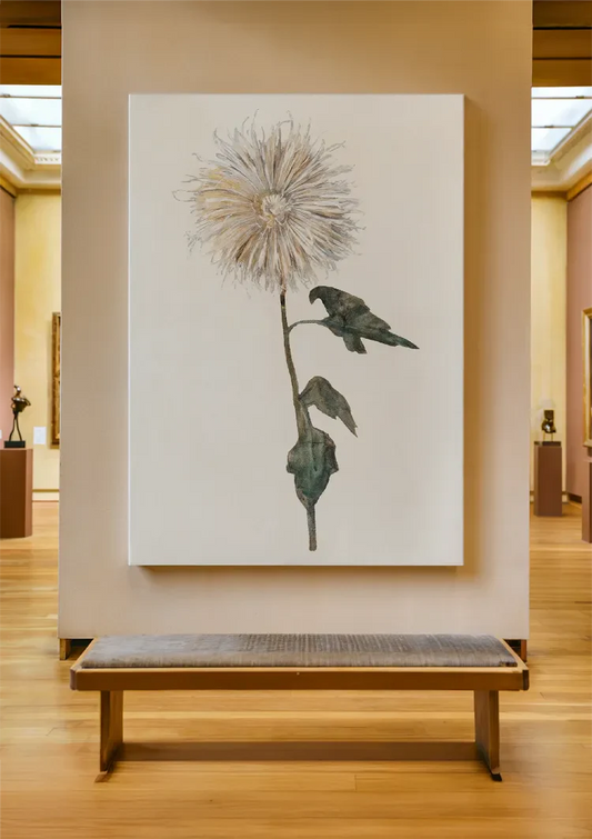Botanische aquarelbloem canvas schilderij hangt aan de muur in de hal