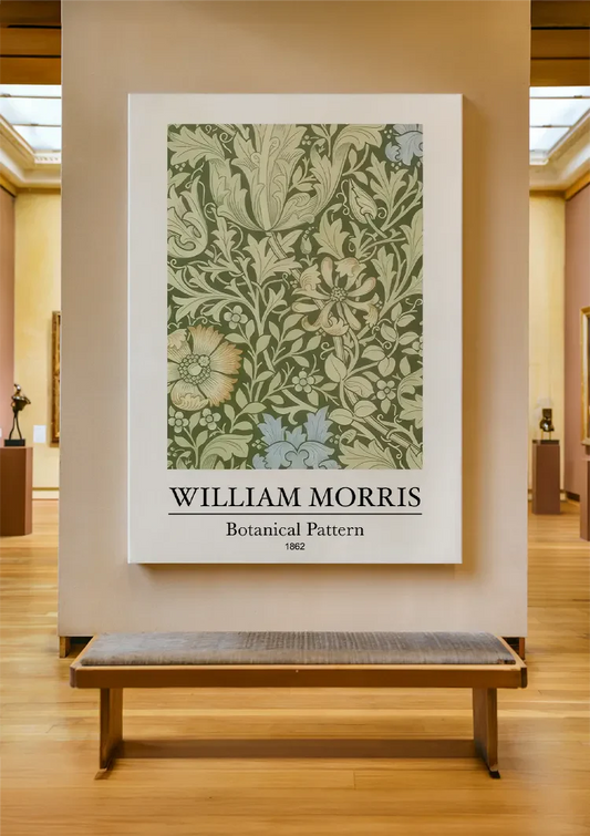 William Morris botanisch patroon canvas schilderij aan de muur in de hal