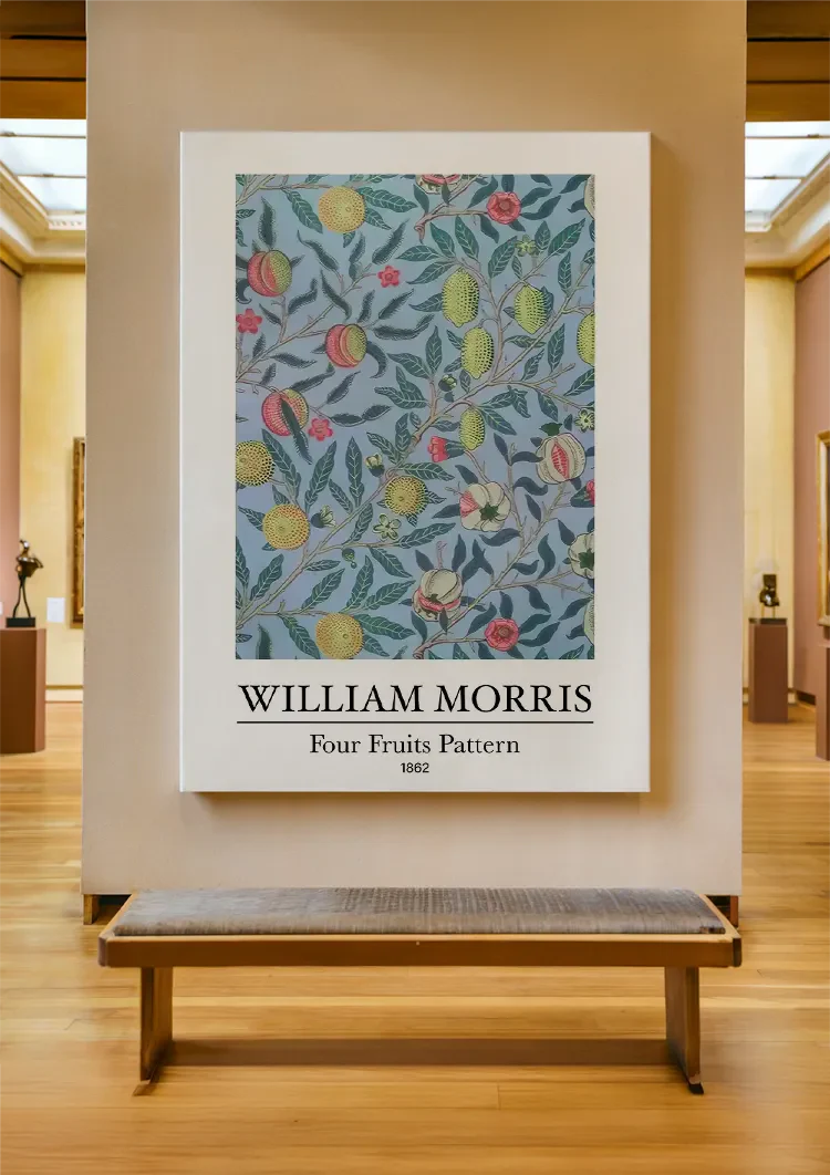 William Morris Obstmuster Bunte Früchte Blauer Hintergrund Gemälde
