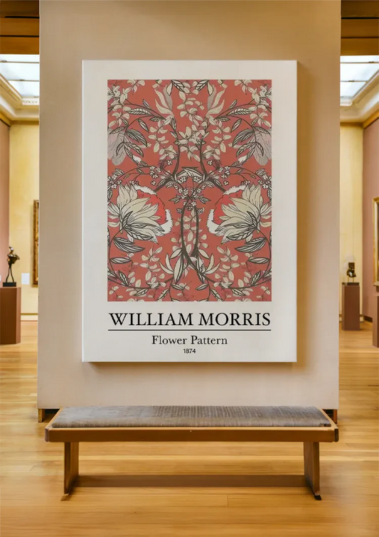 William Morris bloemmotief canvas schilderij aan de muur in de hal