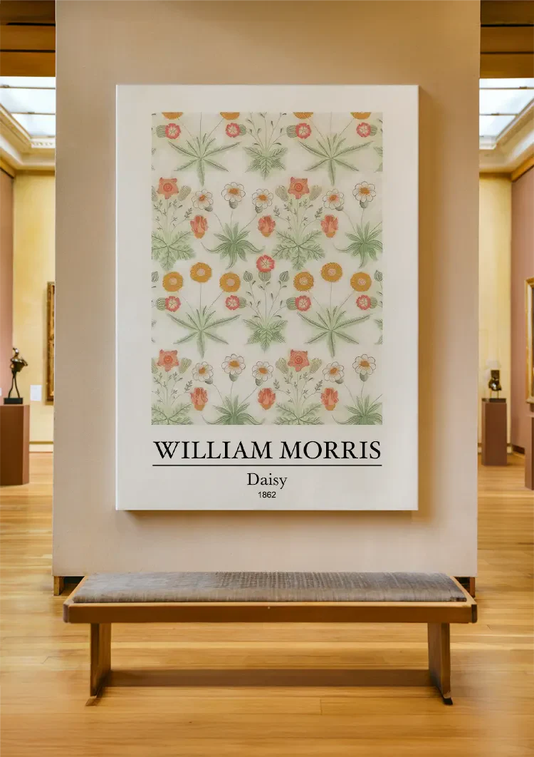 William Morris Daisy Madeliefjes Oranje Groen Symmetrisch Klassiek Kunst Schilderij