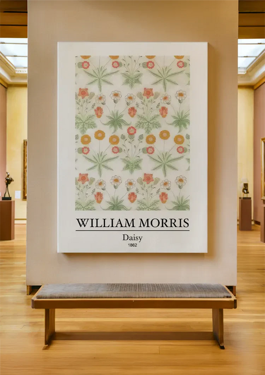 William Morris madeliefjes canvas schilderij aan de muur in de hal