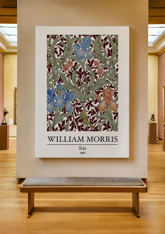 Het Iris patroon van William Morris canvas schilderij aan de muur in de hal