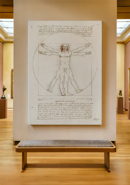 Da Vinci człowiek witruwiański obraz na płótnie na ścianie w przedpokoju