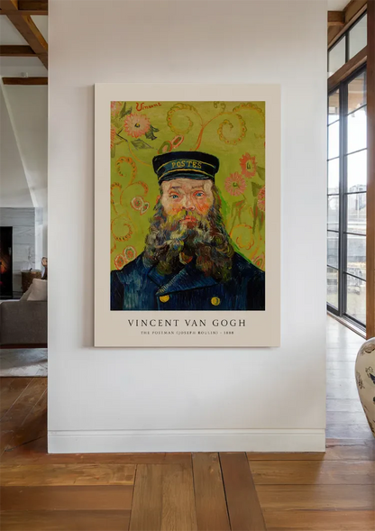 Van Gogh Portrait Postman Beard Blue Uniform Impressionism Painting
