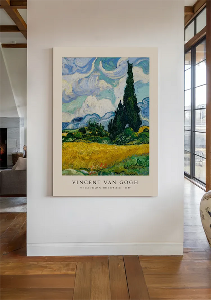 Van Gogh Tarweveld Cipres Gouden Hemel Impressionistisch Schilderij