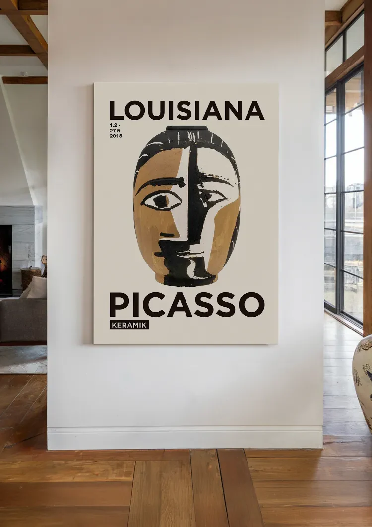 Picasso Louisiana Museum Tentoonstelling Poster Zwart Goud Gezicht Schilderij