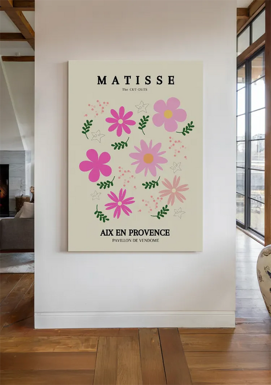 Matisse Roze Bloemen uit Provence canvas schilderij als blikvanger aan de muur in de hal