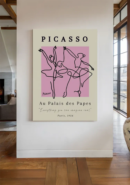 Picasso Au Palais des Papes Balletdansers Lijnwerk Roze Poster Schilderij