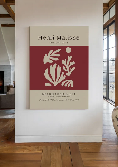 H. Matisse Abstracte Bladvormen Wit Rood Berggruen Galerie Poster Schilderij