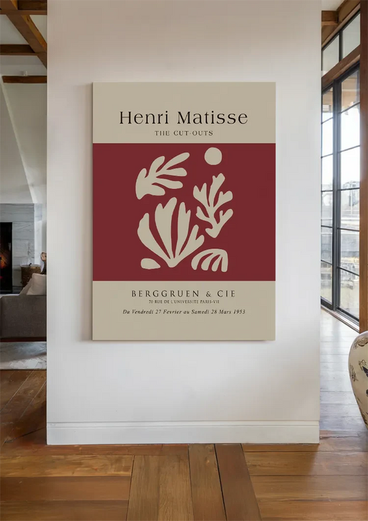 Matisse bladvormen canvas schilderij aan de muur in de hal