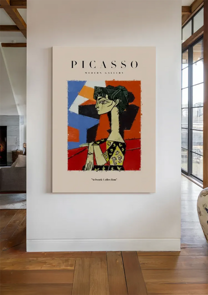 Cubist Female Portrait Colorful Geometric Shapes Modern Painting