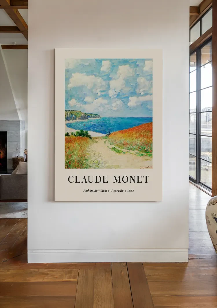 Claude Monet Pad door het Tarweveld bij Pourville Kustlandschap Schilderij